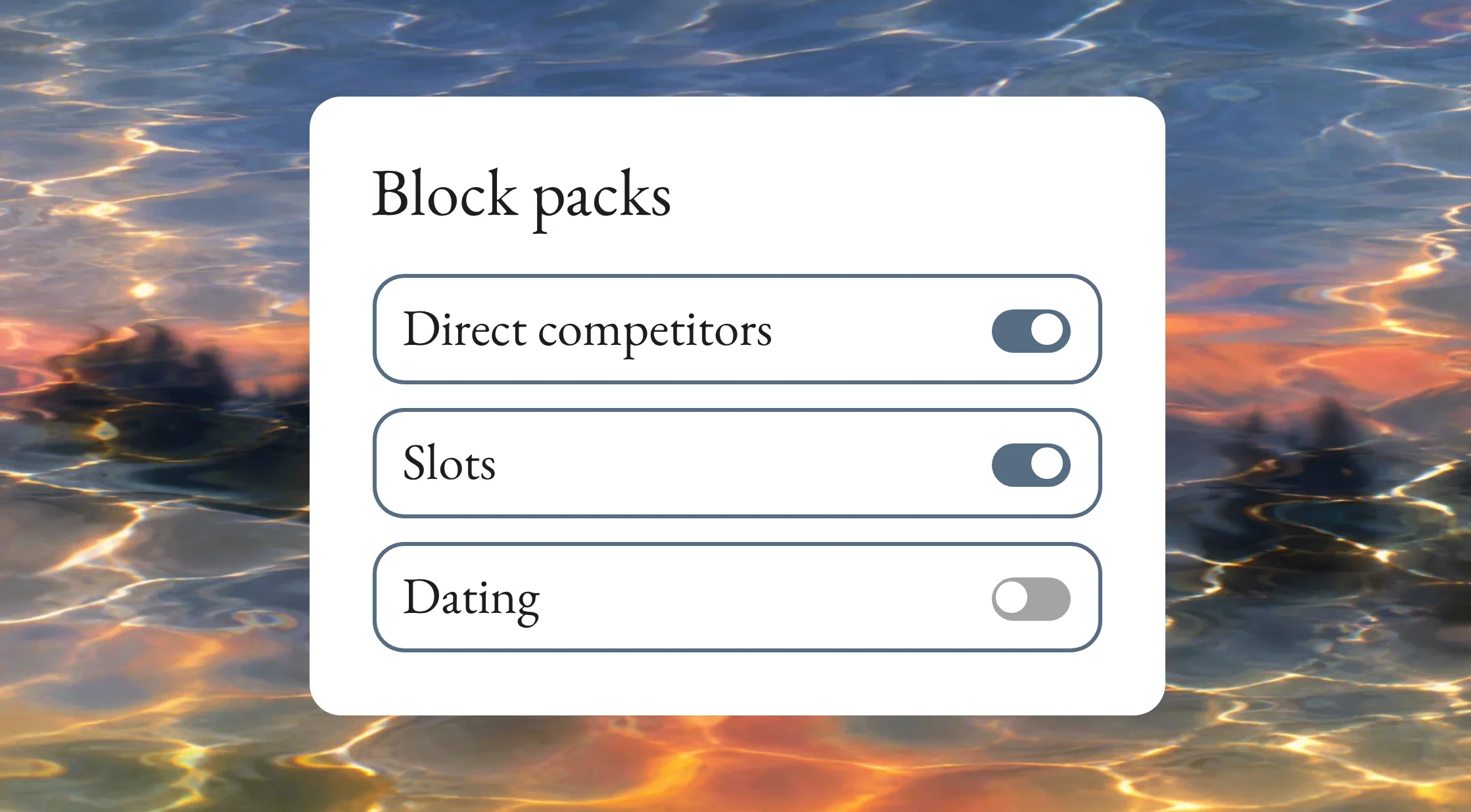 Block Packs: One Rulebook for Your Whole Portfolio